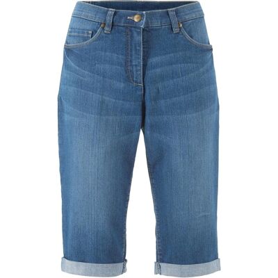 bonprix Stretchiga jeansbermudas med uppvikta benslut bonprix Stretchiga jeansbermudas med uppvikta benslut