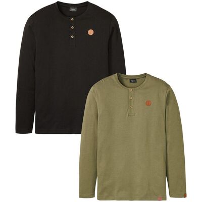 bonprix Långärmad T-shirt i farfarsmodell (2-pack) i ekologisk bomull bonprix Långärmad T-shirt i farfarsmodell (2-pack) i ekologisk bomull