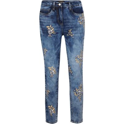 bonprix Slim Fit Jeans med blombroderi bonprix Slim Fit Jeans med blombroderi