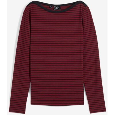 bonprix Randig långärmad T-shirt med båtringning bonprix Randig långärmad T-shirt med båtringning
