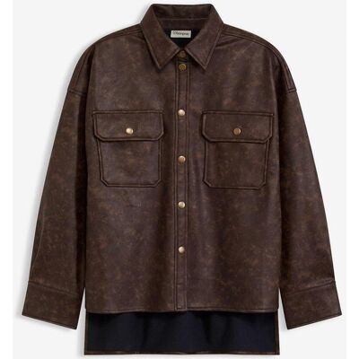 bonprix Skjorta i skinnimitation med used-look bonprix Skjorta i skinnimitation med used-look