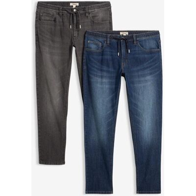 bonprix Regular Fit Stretch Jeans med resårmidja, Straight (2-pack) bonprix Regular Fit Stretch Jeans med resårmidja, Straight (2-pack)