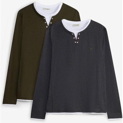 bonprix Långärmad T-shirt med 2-i-1-look (2-pack) bonprix Långärmad T-shirt med 2-i-1-look (2-pack)