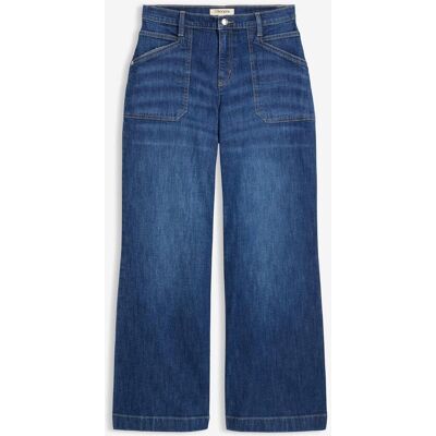 bonprix Wide Leg Jeans Mid Waist, med påsydda fickor bonprix Wide Leg Jeans Mid Waist, med påsydda fickor