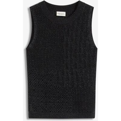 bonprix Stickad, ärmlös topp med hålmönster och Lurexgarn bonprix Stickad, ärmlös topp med hålmönster och Lurexgarn