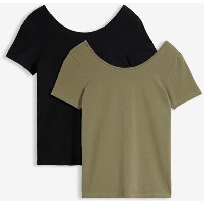 bonprix T-shirt med djup ringning bak (2-pack) bonprix T-shirt med djup ringning bak (2-pack)