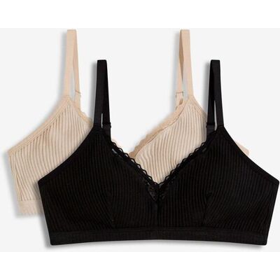 bonprix Vadderad bralette utan bygel med ekologisk bomull (2-pack) bonprix Vadderad bralette utan bygel med ekologisk bomull (2-pack)