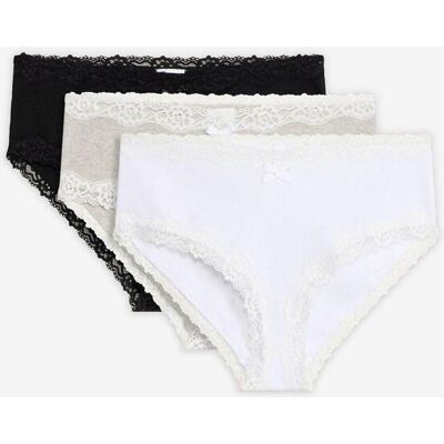 bonprix Ribbad hipstertrosa med bomull och spetsbård (5-pack) bonprix Ribbad hipstertrosa med bomull och spetsbård (5-pack)