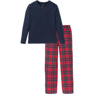 bonprix Långärmad pyjamas i bomull med knappslå bonprix Långärmad pyjamas i bomull med knappslå
