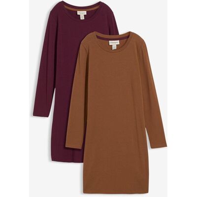 bonprix Jerseyklänning av bomull med stretch (2-pack) bonprix Jerseyklänning av bomull med stretch (2-pack)