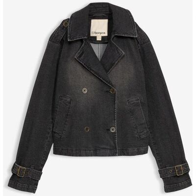 bonprix Jeansjacka i kort trenchcoat-modell bonprix Jeansjacka i kort trenchcoat-modell