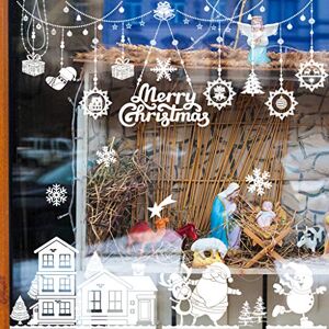 Homeriy jul fönster klistermärken avtagbar jul fönster klistermärke dekaler för jul fönster glasdekorationer (04)