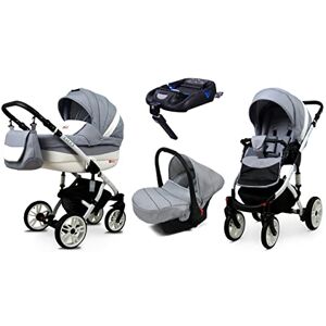 BabyLux Barnvagn 4in1 Lilly Isofix Base Barnvagn Deep Sleeper och bilbarnstol Certifikat OEKO-TEX STANDARD 100 59cmx100cmx130cm 14,8 kg Silver