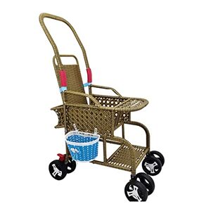 jiji Barnvagn babyvagn bambu och rotting hopfällbar rottingstol barnvagnar kan sitta och luta lätt bambu vävd spädbarn bil kompakt barnvagn (färg: A)