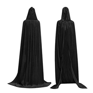 JUEJIAZKIY Halloweenkappa, vampyrkostym, vampyrkappa med huva för vuxna kvinnor män av sammet, dubbelsidig (70 cm, svart)