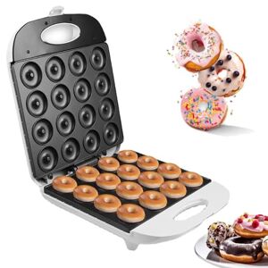 RVUEM 1400W Mini Donut Maker Machine, 16-hole Electric Doughnut Maker, Non-Stick Donut Snack Machine, Double-Sided Heating, for DIY Delicious Friendly Breakfast,White,16 Holes