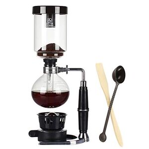 SOVORM Sifon Kaffekanna Set, Hushållsglas manuell kaffekvarn, vakuumkaffebryggare Glastyp Kaffemaskin Filter (svart) (svart) The New