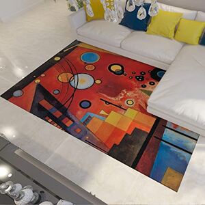 ART Röd matta, vardagsrumsmattor, abstrakt, mjuk, stor matta med låg lurvig för sovrum, matsal, hem, kontor, dekor, under köksbord 180 x 230 cm