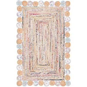 ART Jaipur Konst och hantverk handflätad bohemisk flerfärgad jute bomull rektangel yta matta för heminredning (14 x 20 kvm)