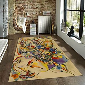 ART Wassily Kandinsky-stil matta modern abstrakt brun lätt att rengöra sovrum vardagsrum matsal dekor med gummibaksida 100 x 150 cm