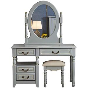 NOALED Luxury Bedroom Furniture Makeup Vanity with Stool, Vanity Makeup Table with Mirror Solid Rubber Wood Dressing Table Writing Desk 4 Drawers