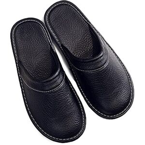 IJNHYTG gummin Fashion Solid Black Leather Slippers Male Female Slides Unisex Indoor Casual Leather Shoes Men Slipper (Size : 26(37-38))