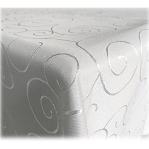 JEMIDI Bordsduk dekoration sidenglans, elegant bordsduk, 31 storlekar och 7 färger, vit, oval 160 x 220