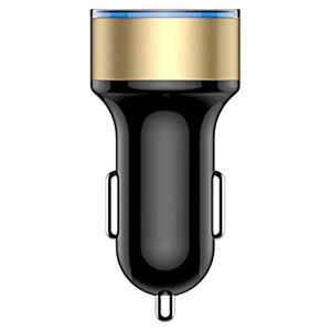 GLOSSP Cigarettändare för bil 3.1A Dual USB snabb bil laddare nätadapter billaddare 2 Port LCD-display 12-24V cigarettuttaget Lättare (Color : Local gold)