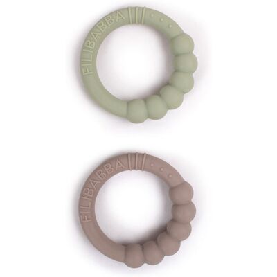 Filibabba Silikon Tandsring 2-Pack - Varm Grå/Olivengrön Filibabba Silikon Tandsring 2-Pack - Varm Grå/Olivengrön