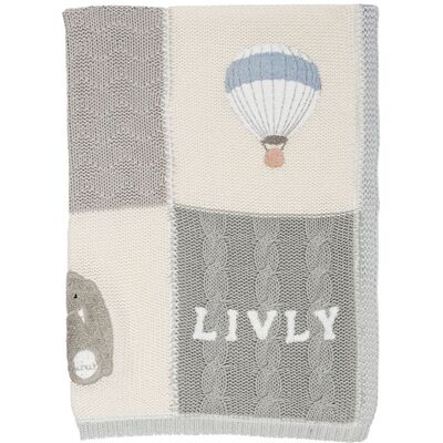 Livly Playroom Stickad Filt Blue Livly Playroom Stickad Filt Blue