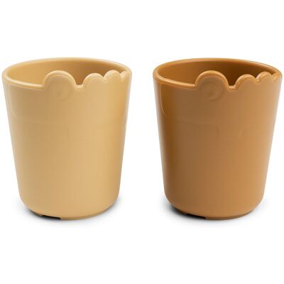 Done by Deer Kiddish mini muggar 2-pack Croco Mustard Done by Deer Kiddish mini muggar 2-pack Croco Mustard