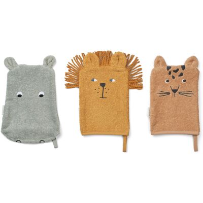 Liewood Sylvester tvättlappar 3-Pack Safari mix 1114 Liewood Sylvester tvättlappar 3-Pack Safari mix 1114