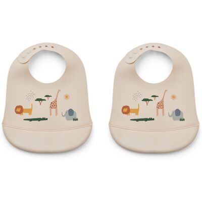 Liewood Tilda haklapp silikon 2-Pack Safari sandy mix 1111 Liewood Tilda haklapp silikon 2-Pack Safari sandy mix 1111