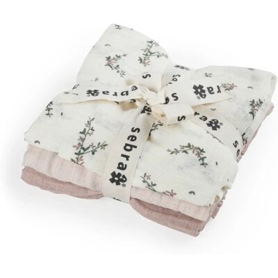 Sebra muslinfiltar 3-pack powder blossom rose Sebra muslinfiltar 3-pack powder blossom rose