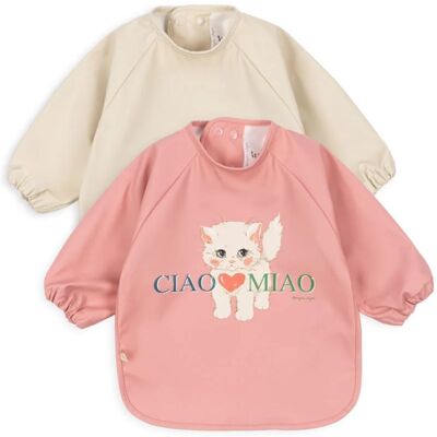 Konges Sløjd Konges slöjd 2 haklapp med ärm ciao miao 6m-1y Konges Sløjd Konges slöjd 2 haklapp med ärm ciao miao 6m-1y