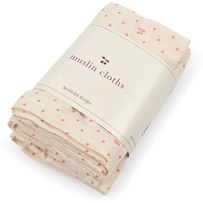 Konges Sløjd Konges slöjd 3 pack muslin cloth gots cherry dot Konges Sløjd Konges slöjd 3 pack muslin cloth gots cherry dot