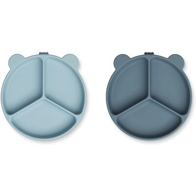 Liewood Stacy delad tallrik med sugkopp 2-pack Sea blue / Whale blue 9753 Liewood Stacy delad tallrik med sugkopp 2-pack Sea blue / Whale blue 9753