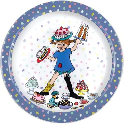 Rätt Start Pippi födelsedag, flat tallrik med halkskydd, blå Rätt Start Pippi födelsedag, flat tallrik med halkskydd, blå