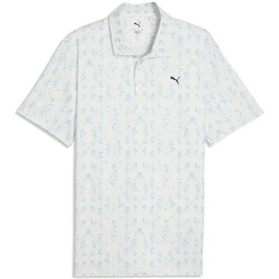 Puma Mens Cloudspun Argyle Bloom Polo - Warm White/light Blue, Small Puma Mens Cloudspun Argyle Bloom Polo - Warm White/light Blue, Small
