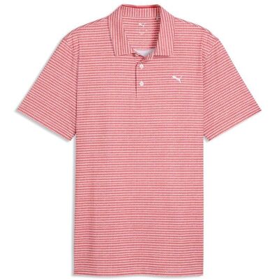 Puma Mens Mattr Stadium Polo - White Glow/candy Apple, Small Puma Mens Mattr Stadium Polo - White Glow/candy Apple, Small
