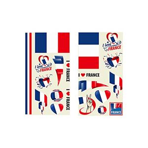 qerich Frankrike flagga fotboll kopp tillfälliga tatueringar, Frankrike flagga klistermärken, 4 stycken fotbollskopp Frankrike flaggor tatueringar, vattentäta ansikts-tatueringsklistermärken för vuxna barn (FR)