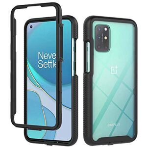 Oneplus 8T Ttimao Kompatibel med  fodral 360° helkropp smalt armeringsfodral [skärmskydd] med främre ram hybrid flexibel mjuk TPU-silikon och hård PC-fodral – svart