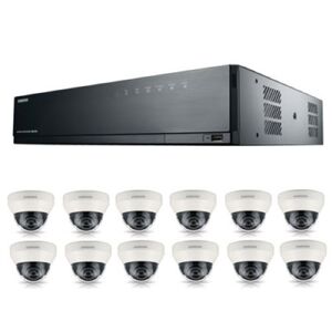 SRK-5120S Samsung 16 Channel PoE NVR 3 TB med 12 CCTV-kameror 3 års garanti gratis CCTV-skylt