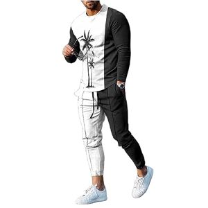 KUAKE Men's Active Outdoor Athletic Pullover Joggers Casual Pants Drawstring Jogger Sweatpants Trousers Tracksuit Set L
