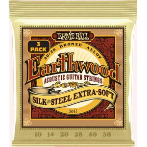 Ernie Ball 3047 Earthwood 80/20 Silk & Steel 010-050 3-pack