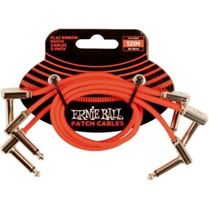 Ernie Ball 6403 Flat Patch Cable Vinklad-Vinklad 30cm - Röd 3-pack