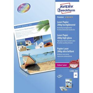 Avery Zweckform Premium Laser Paper 200g high gloss 1398-200 Skrivarepapper laser DIN A4 200 ark Vit
