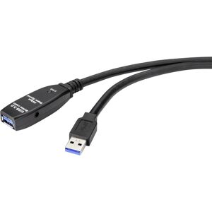 Renkforce RF-4598344 USB 3.0 Kabelförlängning [1x USB 3.2 Gen 1 A hane (USB 3.0) - 1x USB 3.2 Gen 1 A hona (USB 3.0)] 5.00 m Svart