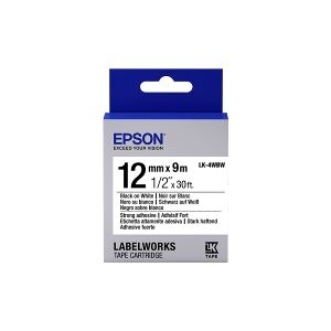 Epson LK-4WBW   svart text - vit tejp   12mm (original)