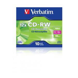 Verbatim Rewritable CD-RW   12X   700MB   Jewel Case   10-pack